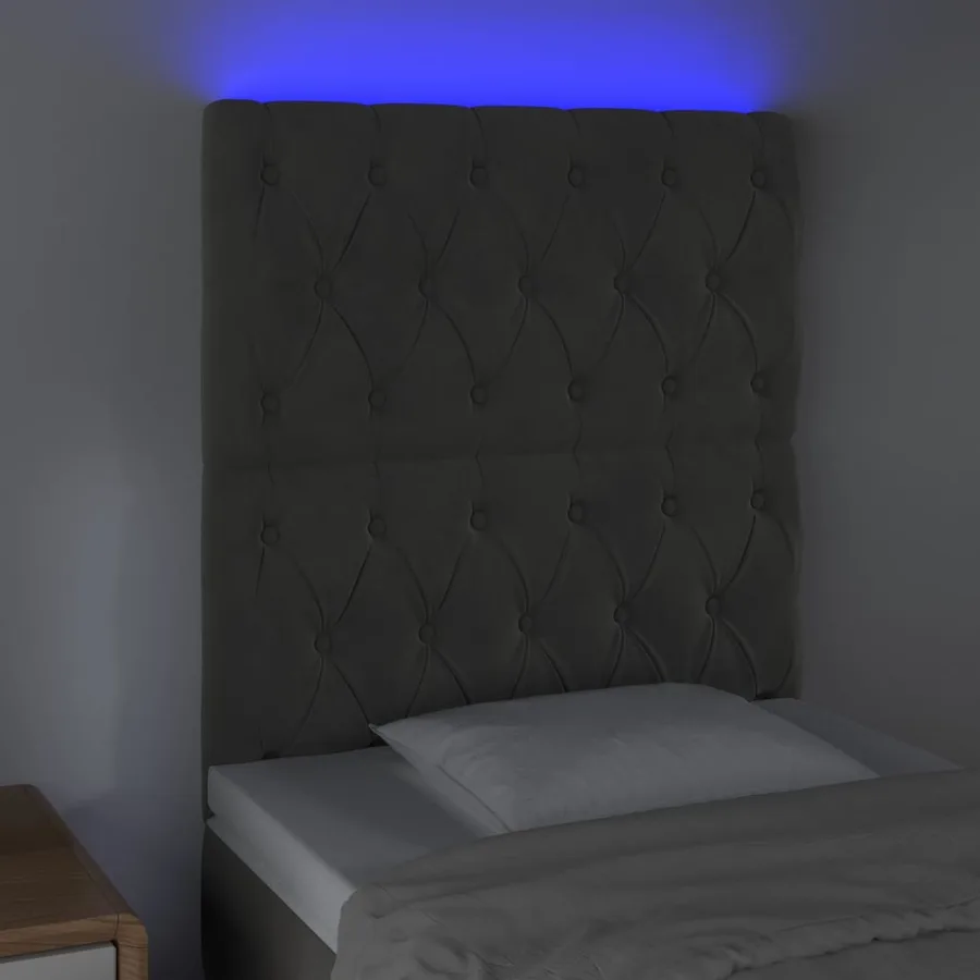 Tête de lit à LED Gris foncé 80x7x118/128 cm Velours - 3