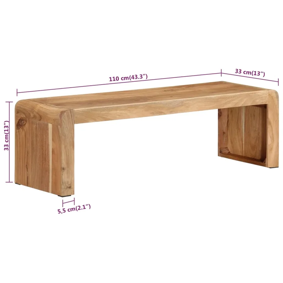 Meuble TV 110x33x33 cm bois d'acacia massif - 7
