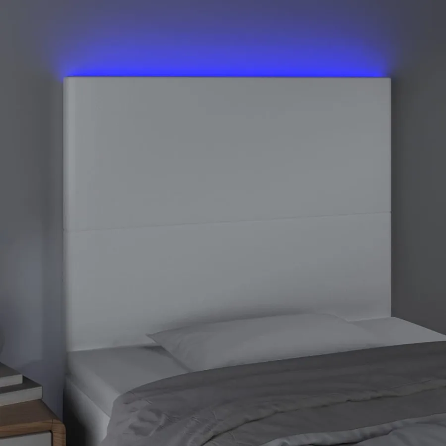 Tête de lit à LED Blanc 90x5x118/128 cm Similicuir - 3