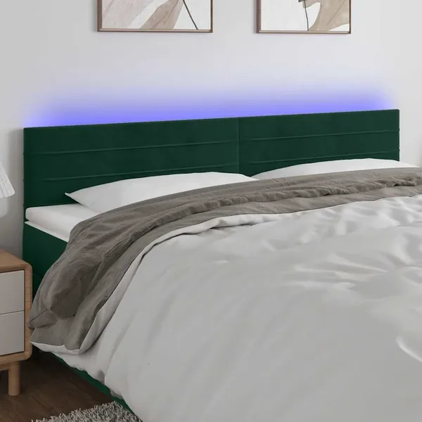 Tête de lit à LED Vert foncé 200x5x78/88 cm Velours