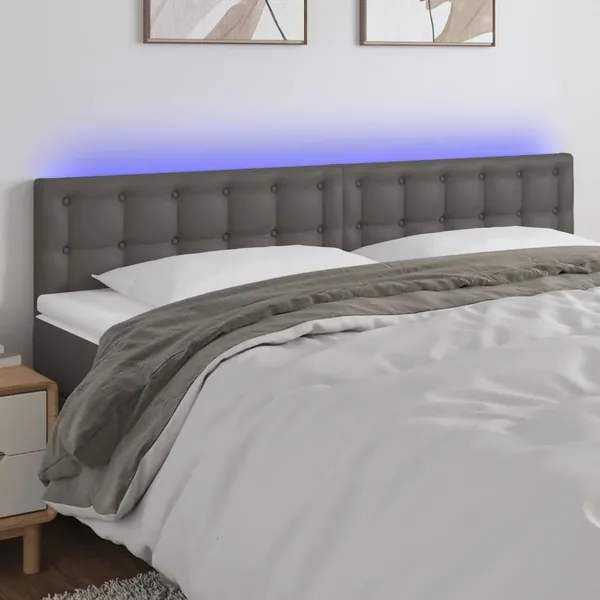 Tête de lit à LED Gris 160x5x78/88 cm Similicuir
