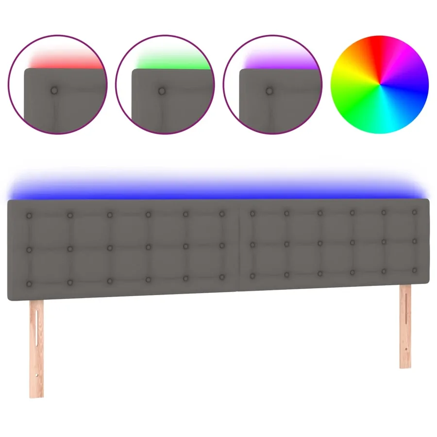 Tête de lit à LED Gris 160x5x78/88 cm Similicuir - 2