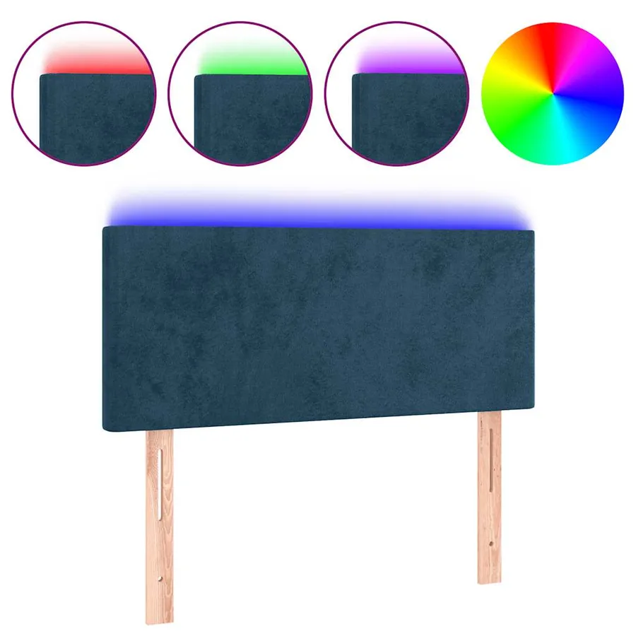 Tête de lit à LED Bleu foncé 100x5x78/88 cm Velours - 2