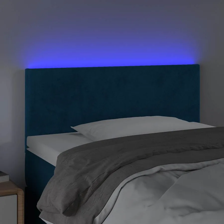Tête de lit à LED Bleu foncé 100x5x78/88 cm Velours - 3