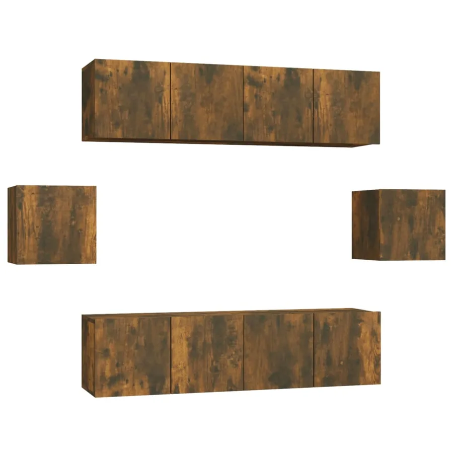 Ensemble de meubles TV 6 pcs Chêne fumé Bois d'ingénierie - 2
