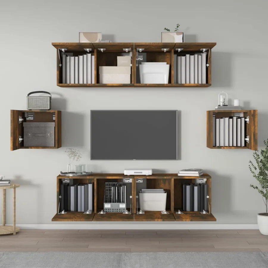 Ensemble de meubles TV 6 pcs Chêne fumé Bois d'ingénierie - 3