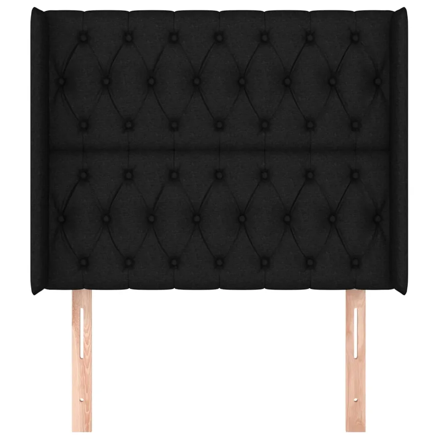 Tête de lit avec oreilles Noir 93x16x118/128 cm Tissu - 3