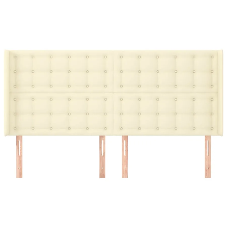 Tête de lit avec oreilles Crème 203x16x118/128 cm Similicuir - 3