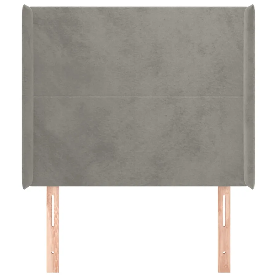 Tête de lit avec oreilles Gris clair 93x16x118/128 cm Velours - 3