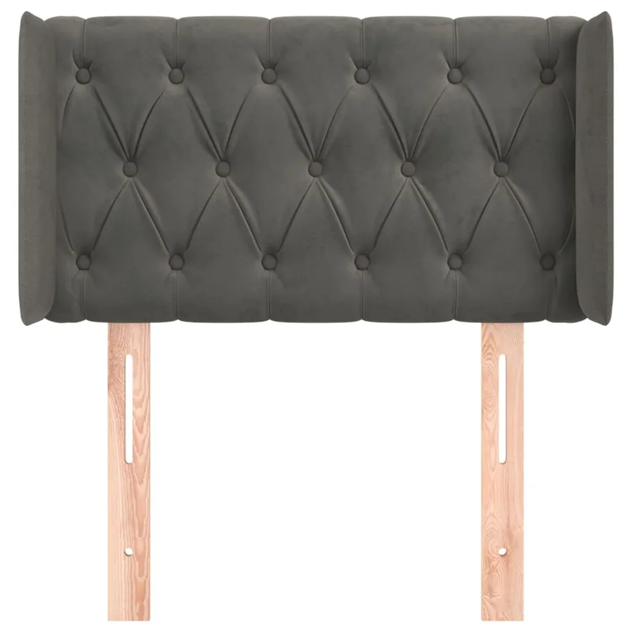 Tête de lit avec oreilles Gris foncé 83x16x78/88 cm Velours - 3