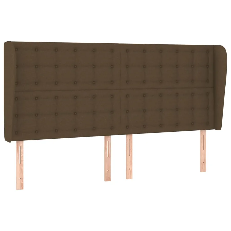 Tête de lit avec oreilles Marron foncé 203x23x118/128 cm Tissu - 2