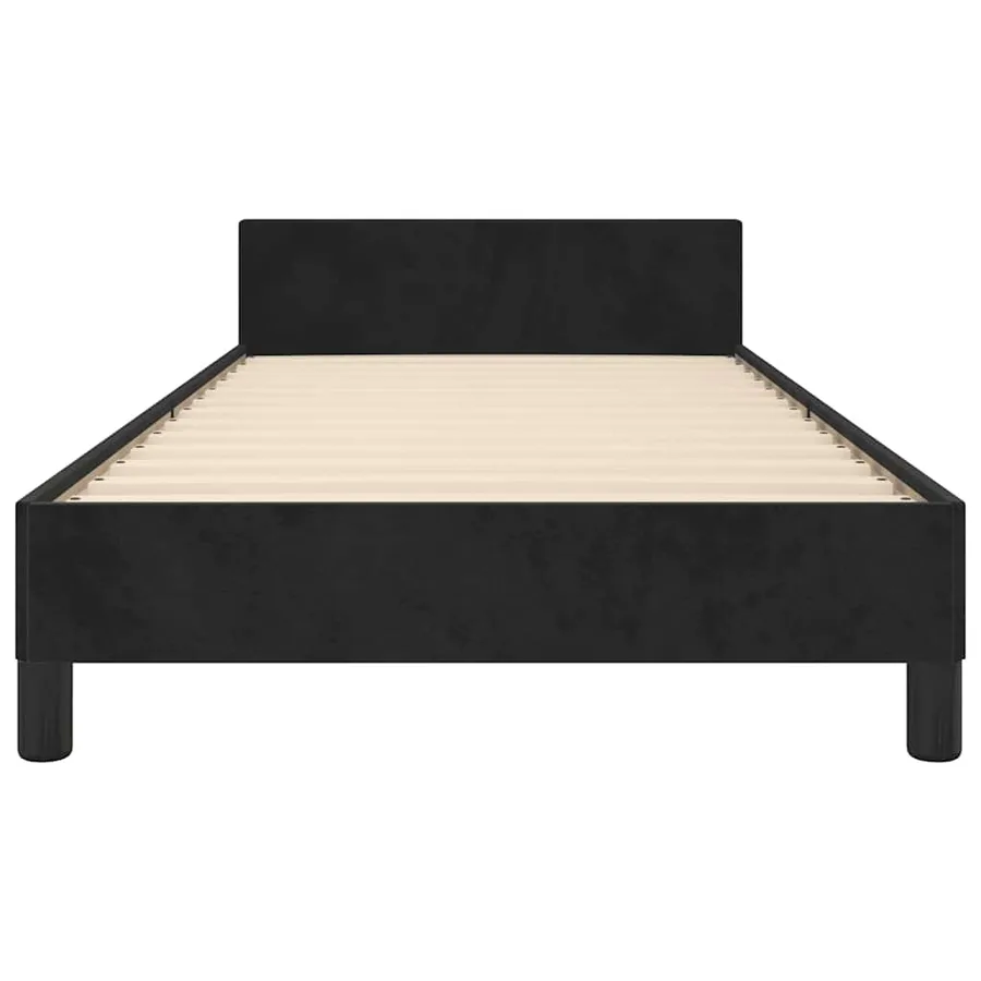 Cadre de lit et tête de lit sans matelas noir 90x200 cm velours - 5