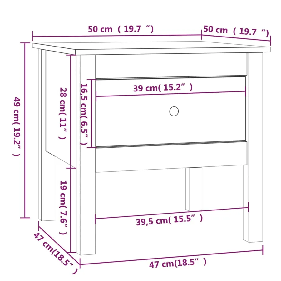 Tables d'appoint 2 pcs Gris 50x50x49 cm Bois massif de pin - 12