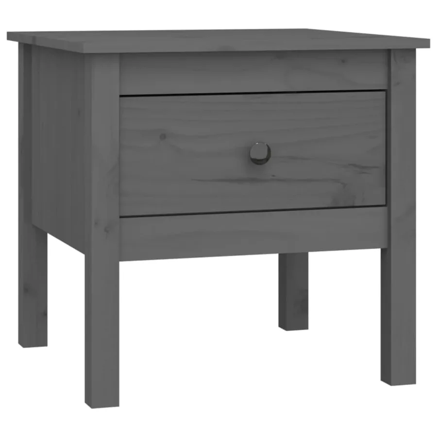 Tables d'appoint 2 pcs Gris 50x50x49 cm Bois massif de pin - 3