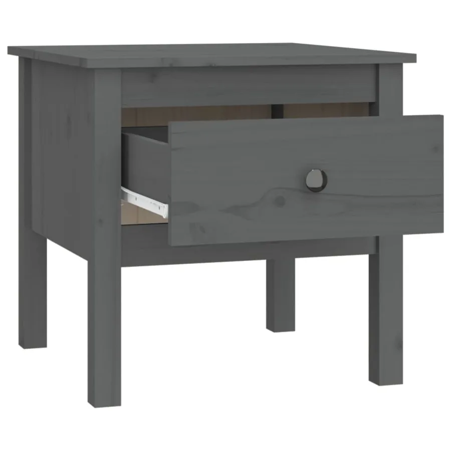 Tables d'appoint 2 pcs Gris 50x50x49 cm Bois massif de pin - 9