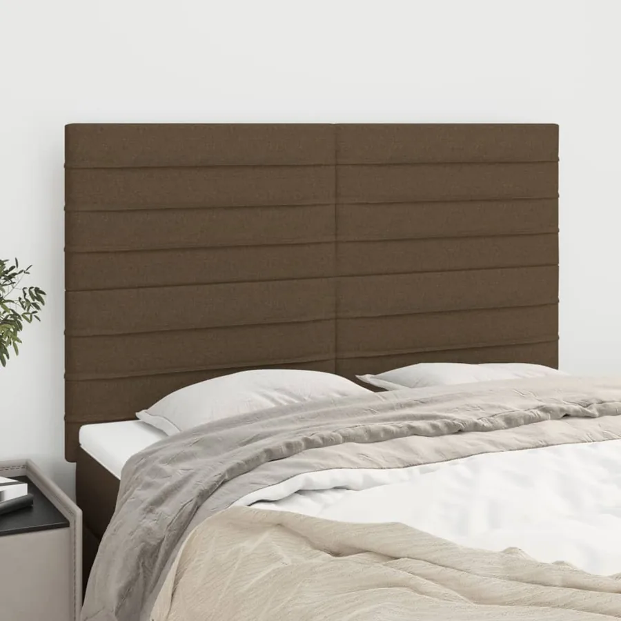 Tête de lit Marron foncé 144 x 5 x 118/128 cm Tissu