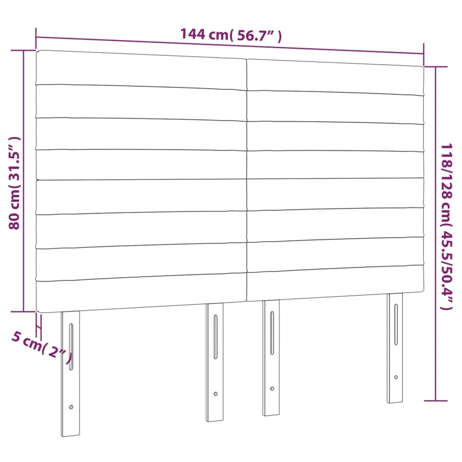 Tête de lit Marron foncé 144 x 5 x 118/128 cm Tissu - 8