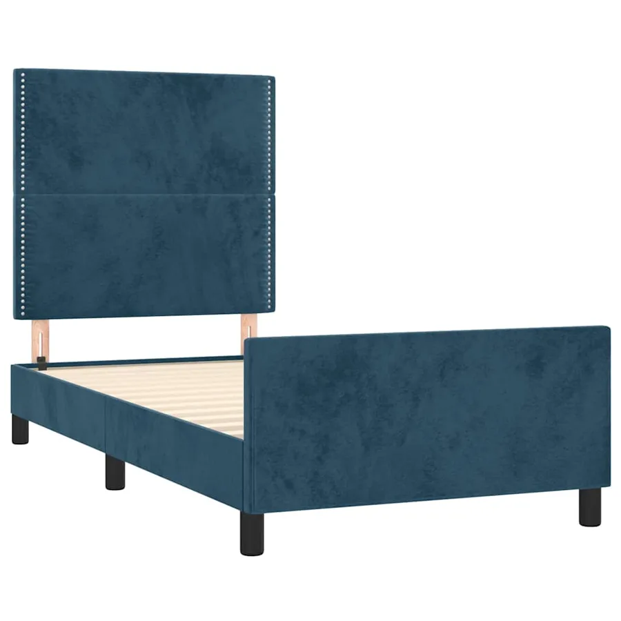 Cadre de lit sans matelas bleu foncé 100x200 cm velours - 4