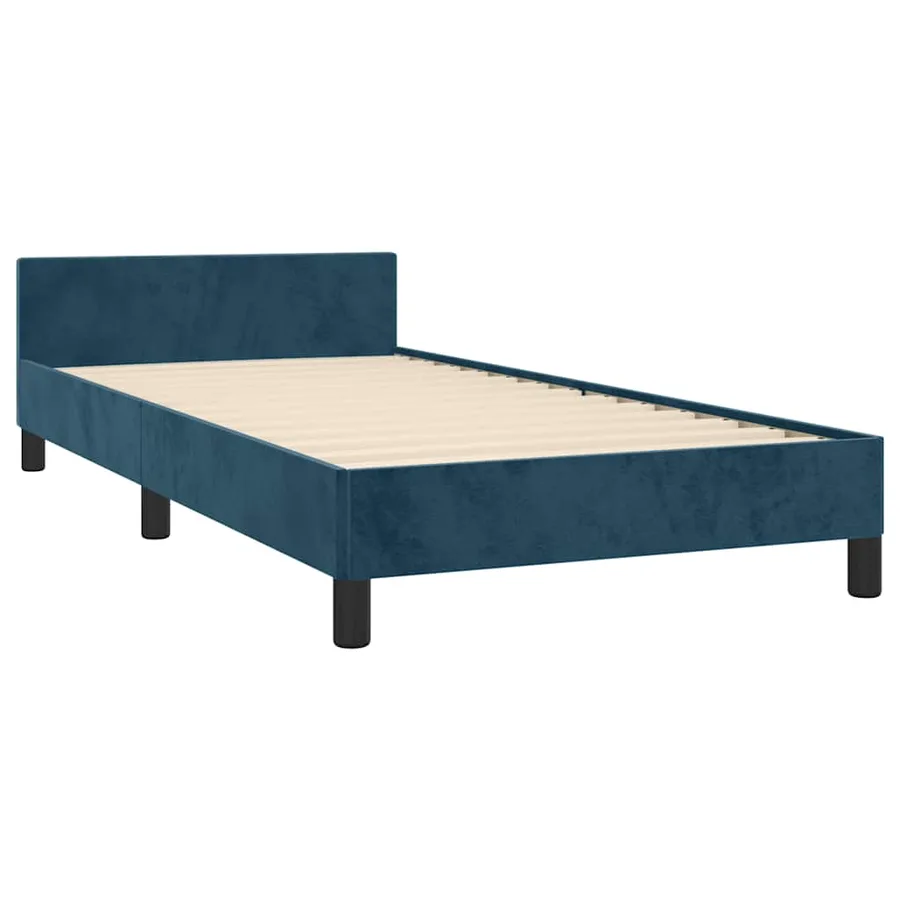 Cadre de lit sans matelas bleu foncé 100x200 cm velours - 5