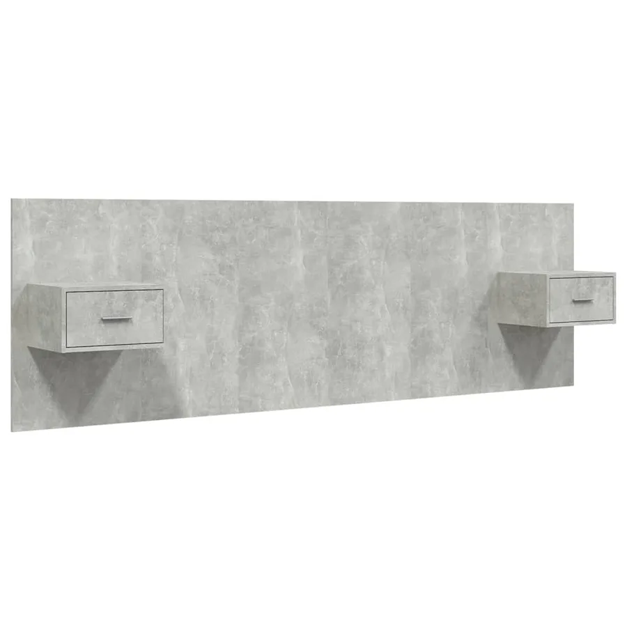 Tête de lit avec armoires Gris béton Bois d'ingénierie - 2