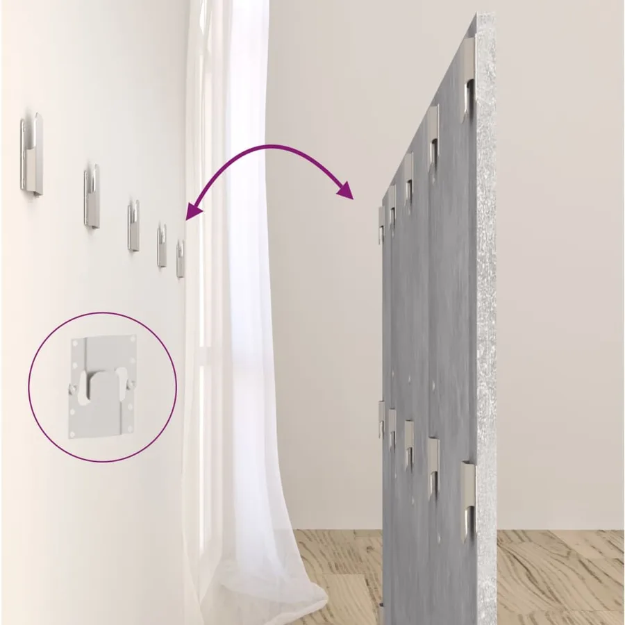 Tête de lit avec armoires Gris béton Bois d'ingénierie - 8