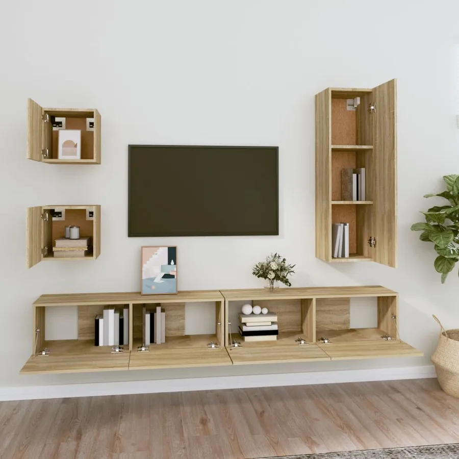 Ensemble de meubles TV 5 pcs Chêne sonoma Bois d'ingénierie - 3