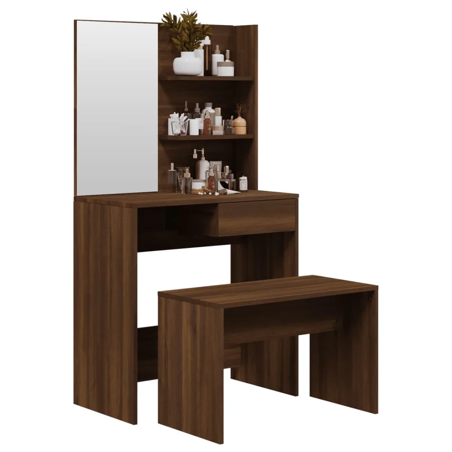 Ensemble de coiffeuse Chêne marron 74,5x40x141 cm - 3