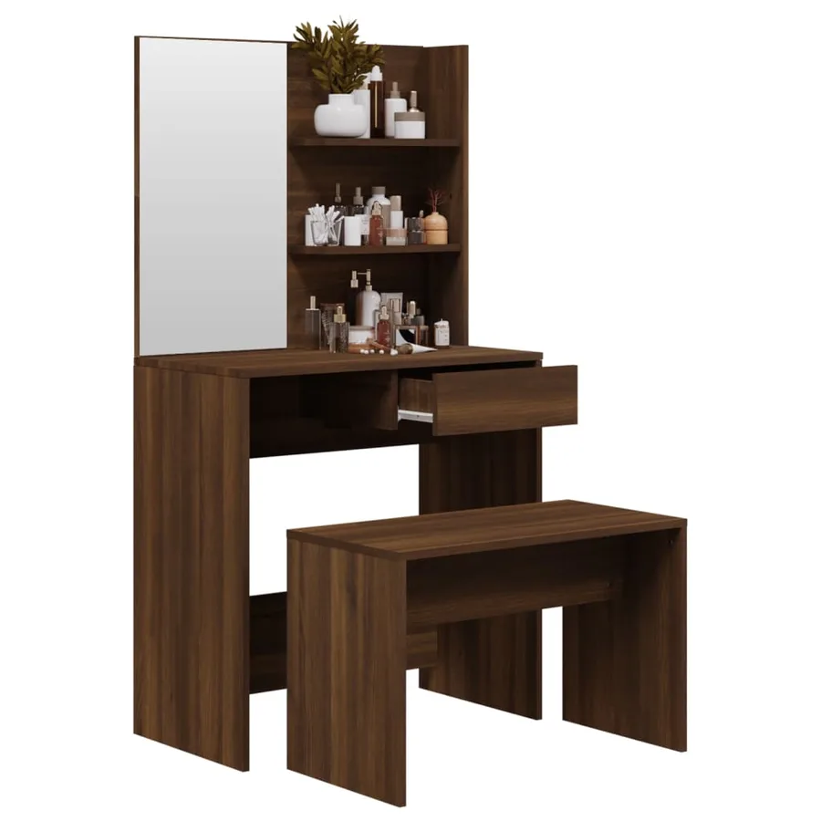 Ensemble de coiffeuse Chêne marron 74,5x40x141 cm - 4