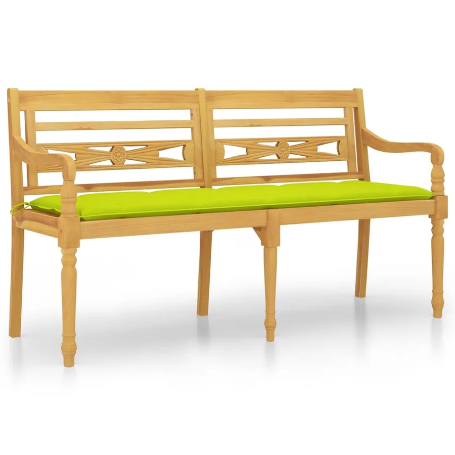 Banc Batavia avec coussin vert brillant 150 cm Bois teck massif - 2