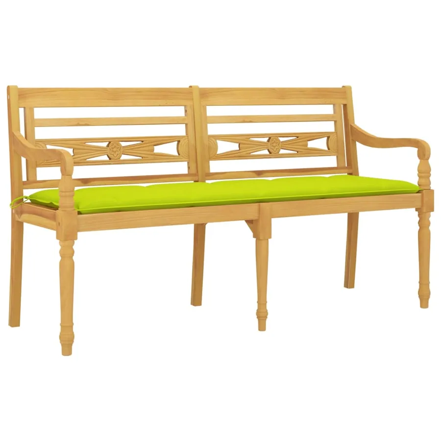 Banc Batavia avec coussin vert brillant 150 cm Bois teck massif - 3