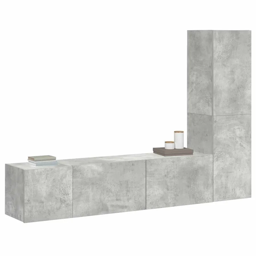 Ensemble de meubles TV 3 pcs Gris béton Bois d'ingénierie - 3