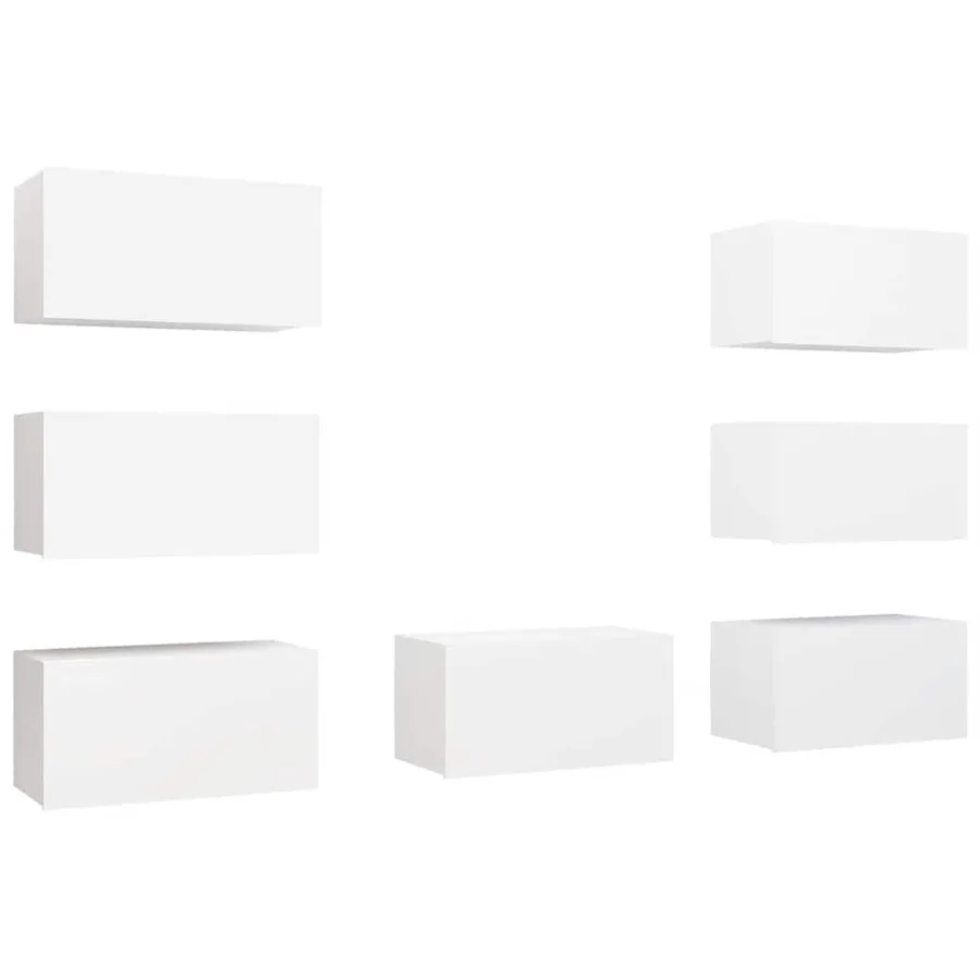 Meubles TV 7 pcs Blanc 30,5x30x60 cm Bois d'ingénierie - 2