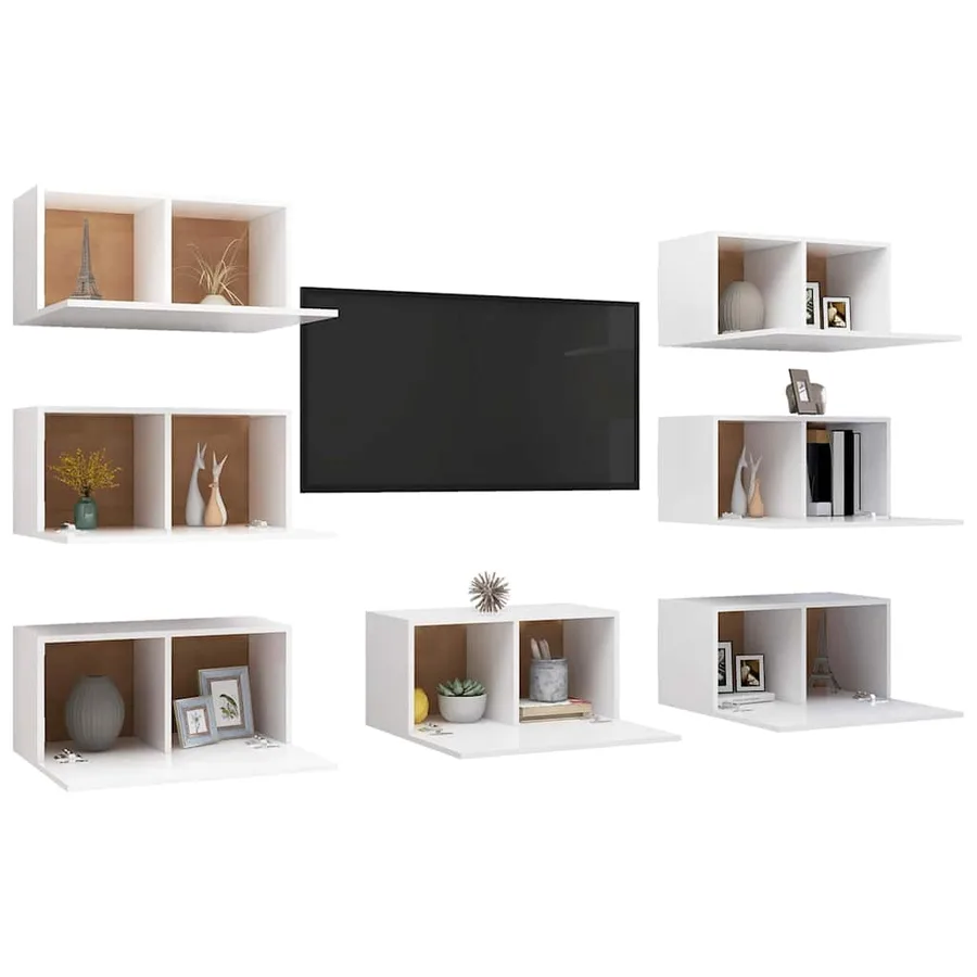 Meubles TV 7 pcs Blanc 30,5x30x60 cm Bois d'ingénierie - 3