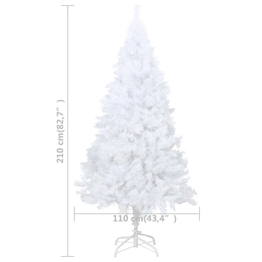 Arbre de Noël artificiel pré-éclairé et boules blanc 210 cm PVC - 14
