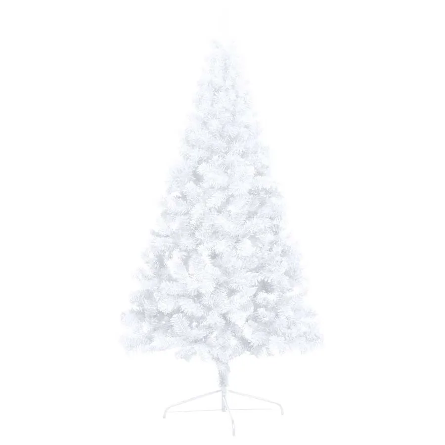 Demi-arbre de Noël artificiel pré-éclairé et boules blanc 240cm - 5