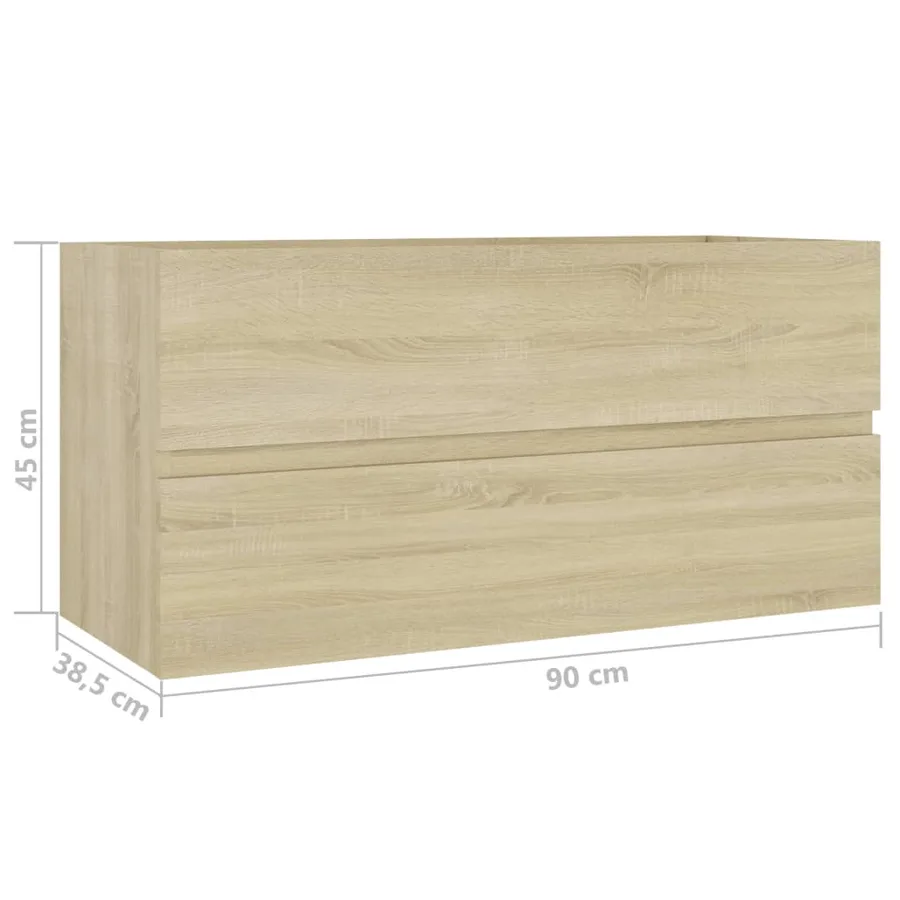 Armoire d'évier lavabo intégré chêne sonoma bois d'ingénierie - 16