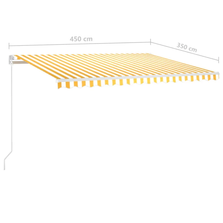 Auvent manuel rétractable avec LED 450x350 cm Jaune et blanc - 7