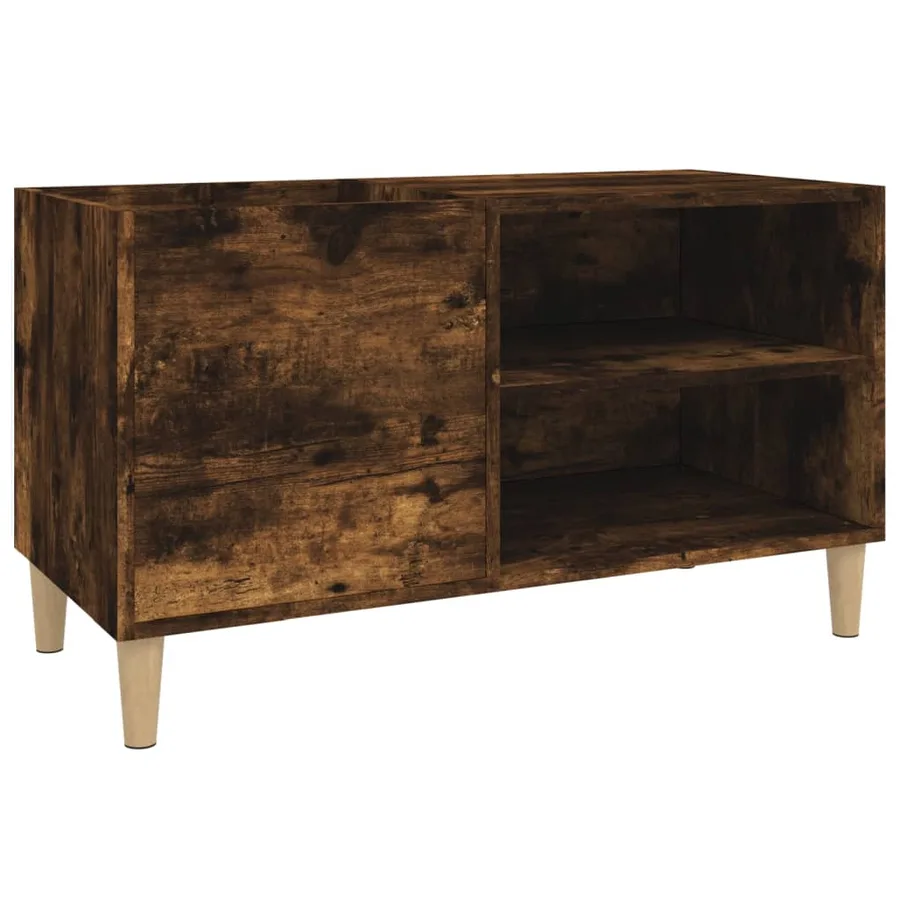 Armoire à disques chêne fumé 84,5x38x48 cm bois d'ingénierie - 2