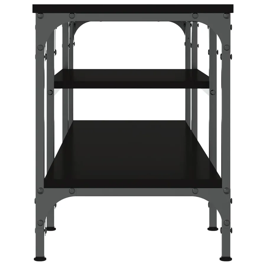 Meuble TV noir 121x35x45 cm bois d'ingénierie et fer - 5