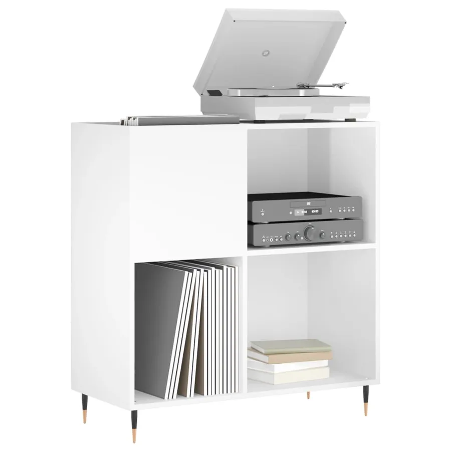 Armoire à disques blanc brillant 84,5x38x89cm bois d'ingénierie - 3