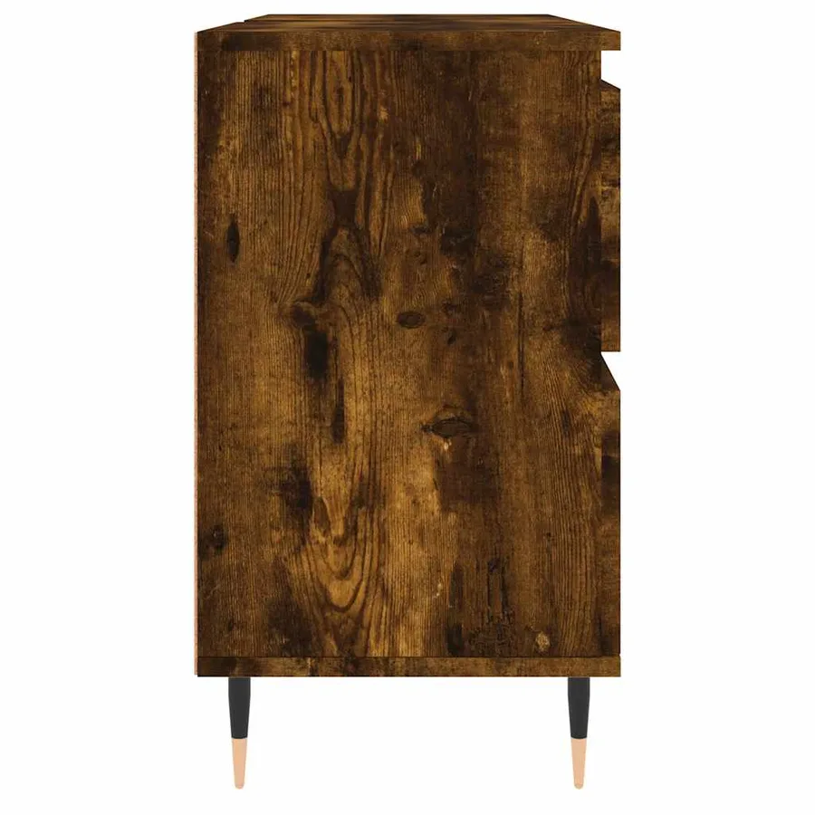 Armoire salle de bain chêne fumé 80x33x60cm bois d'ingénierie - 6
