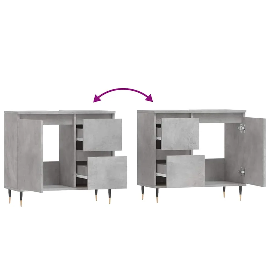 Armoire de salle de bain gris béton 65x33x60 cm - 9