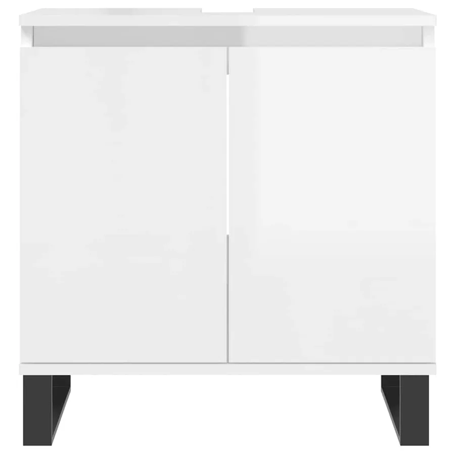 Armoire de bain blanc brillant 58x33x60 cm bois d'ingénierie - 4