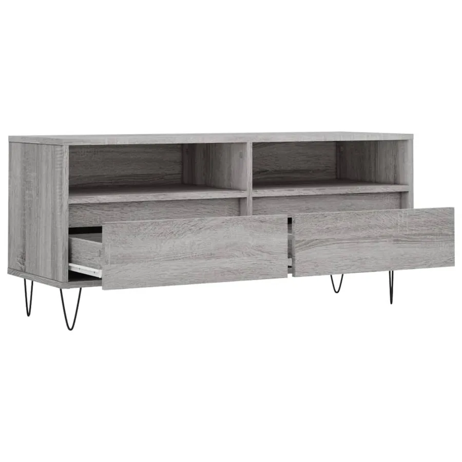 Meuble TV sonoma gris 100x34,5x44,5 cm bois d'ingénierie - 6