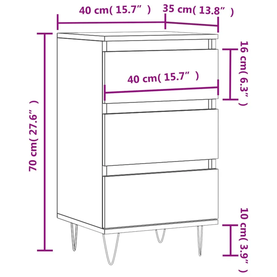 Buffet chêne sonoma 40x35x70 cm bois d'ingénierie - 11