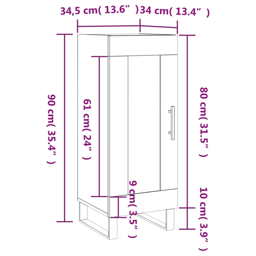 Buffet Gris béton 34,5x34x90 cm Bois d'ingénierie - 13