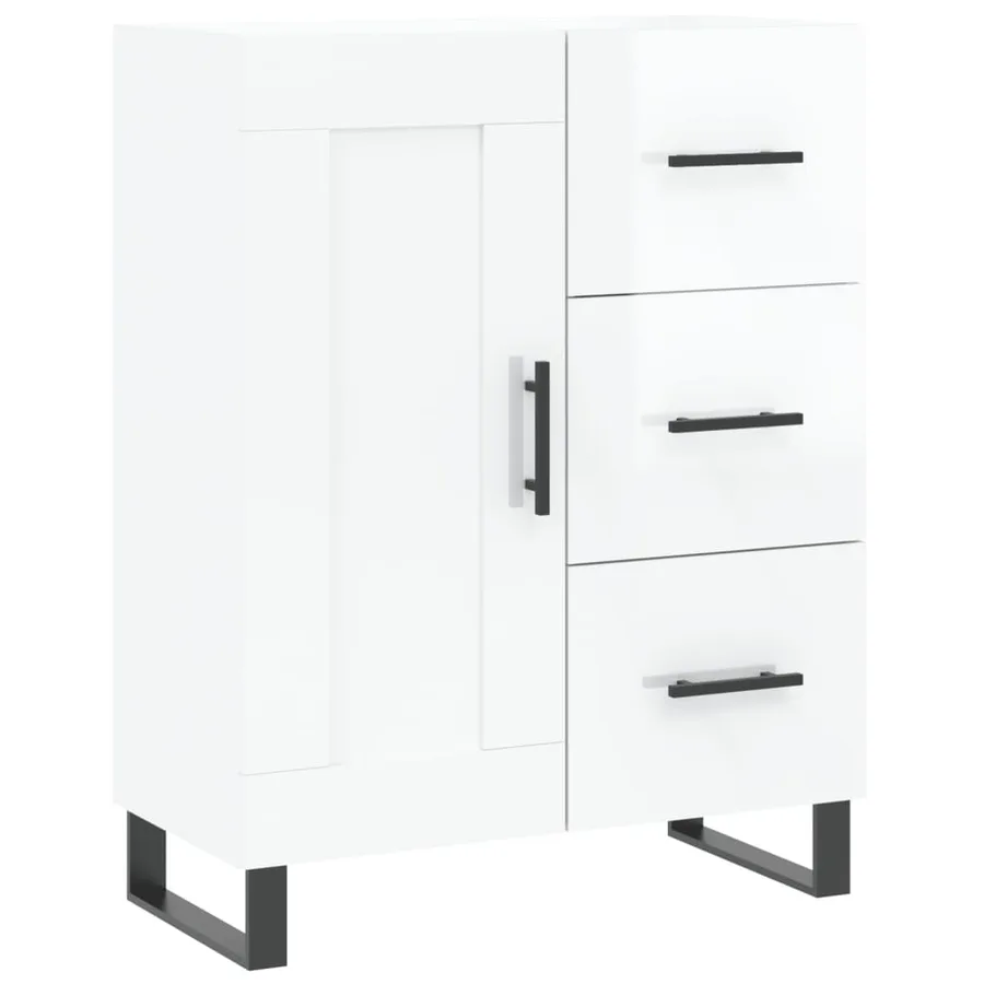 Buffet Blanc brillant 69,5x34x90 cm Bois d'ingénierie - 2