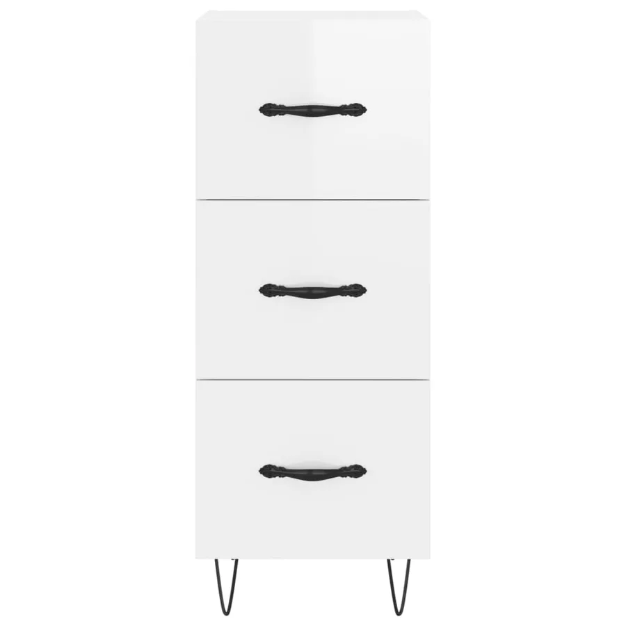 Buffet Blanc brillant 34,5x34x90 cm Bois d'ingénierie - 6