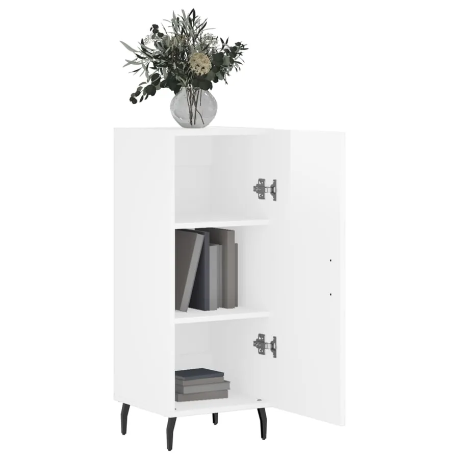 Buffet Blanc brillant 34,5x34x90 cm Bois d'ingénierie - 4