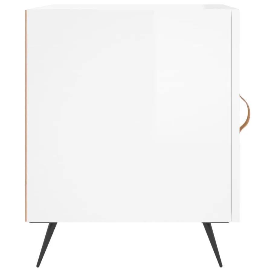 Table de chevet blanc brillant 40x40x50 cm bois d’ingénierie - 5